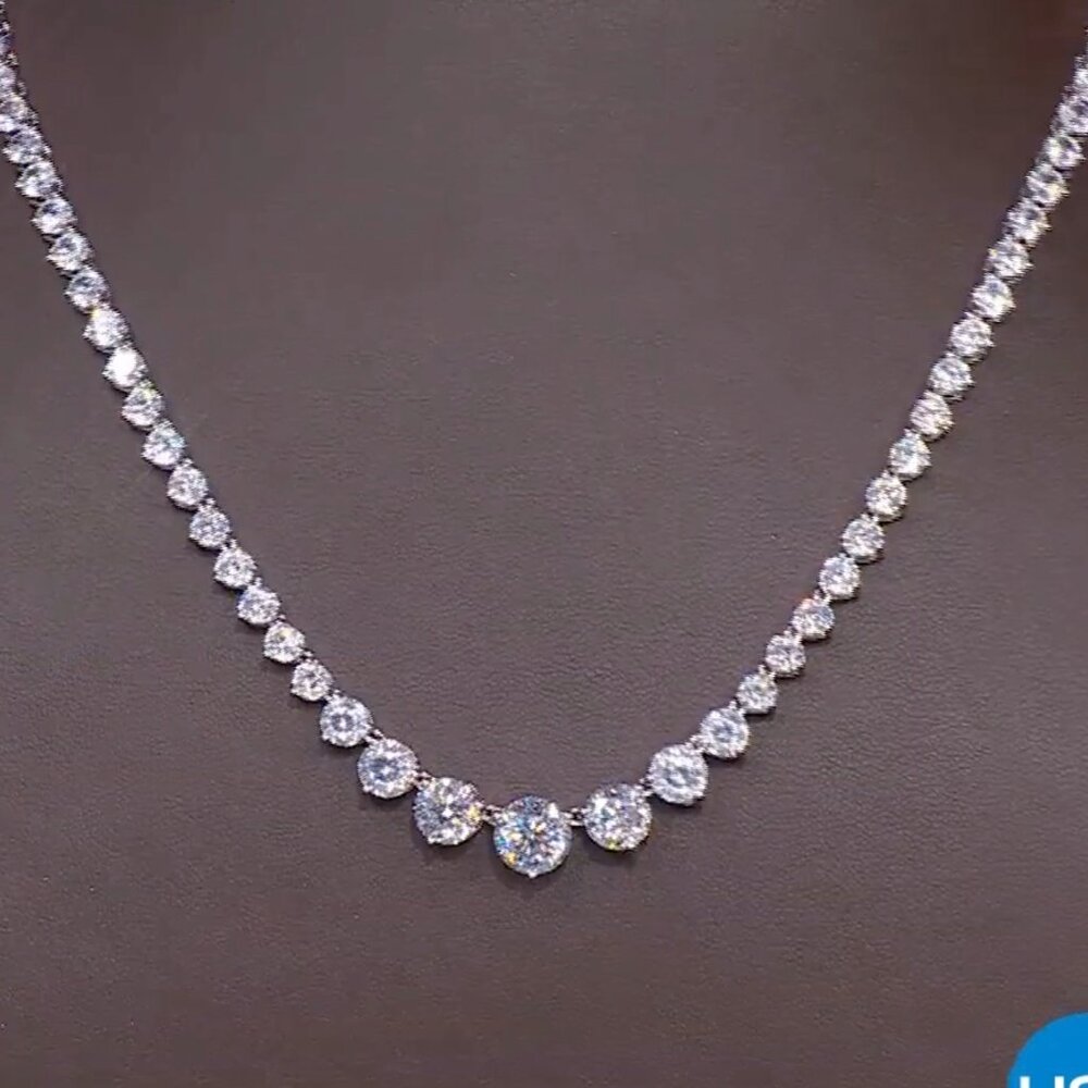 NEW Radiance by Absolute 18" Graduated 120-Facet Round Tennis Necklace - 28.55ct